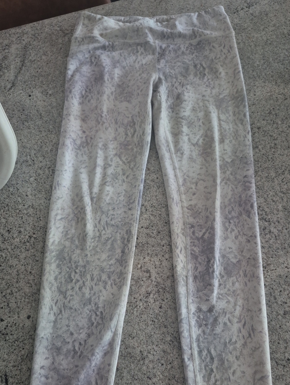Athleta Girls Light Gray Marble Print Leggings